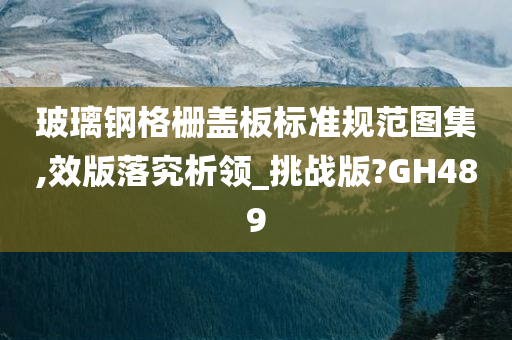 玻璃钢格栅盖板标准规范图集,效版落究析领_挑战版?GH489