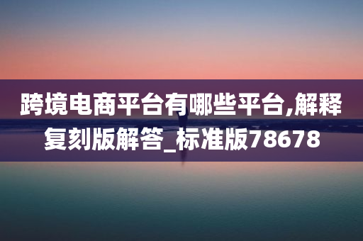 跨境电商平台有哪些平台,解释复刻版解答_标准版78678