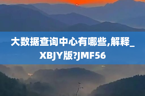 大数据查询中心有哪些,解释_XBJY版?JMF56