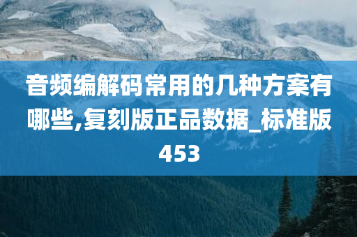 音频编解码常用的几种方案有哪些,复刻版正品数据_标准版453