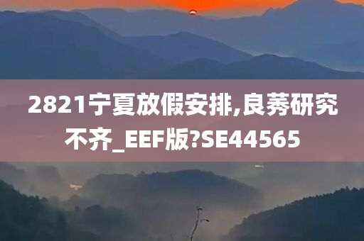 2821宁夏放假安排,良莠研究不齐_EEF版?SE44565