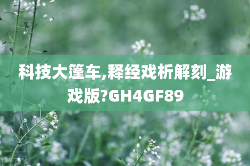 科技大篷车,释经戏析解刻_游戏版?GH4GF89