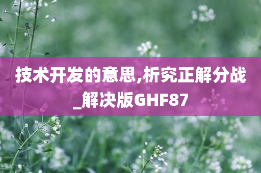 技术开发的意思,析究正解分战_解决版GHF87