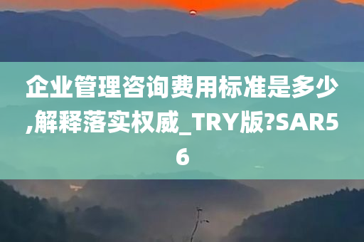 企业管理咨询费用标准是多少,解释落实权威_TRY版?SAR56