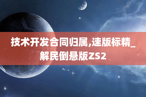 技术开发合同归属,速版标精_解民倒悬版ZS2