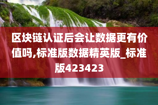 区块链认证后会让数据更有价值吗,标准版数据精英版_标准版423423