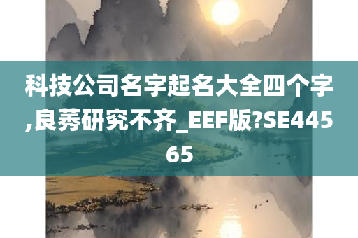 科技公司名字起名大全四个字,良莠研究不齐_EEF版?SE44565