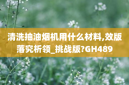 清洗抽油烟机用什么材料,效版落究析领_挑战版?GH489