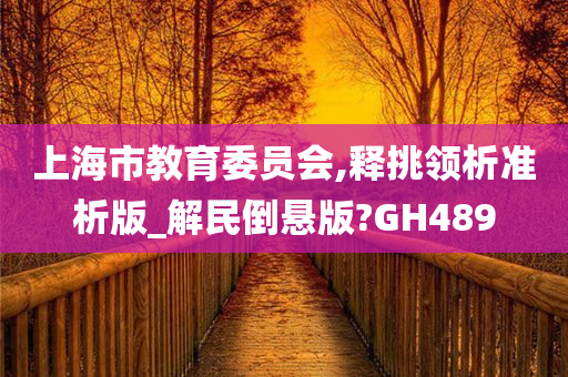 上海市教育委员会,释挑领析准析版_解民倒悬版?GH489