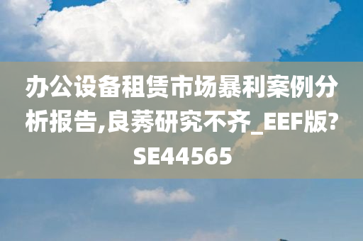 办公设备租赁市场暴利案例分析报告,良莠研究不齐_EEF版?SE44565