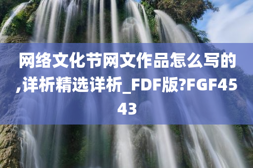 网络文化节网文作品怎么写的,详析精选详析_FDF版?FGF4543