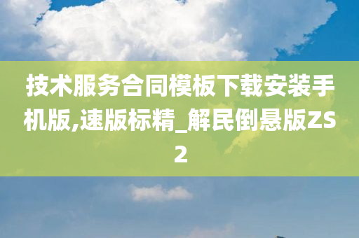 技术服务合同模板下载安装手机版,速版标精_解民倒悬版ZS2