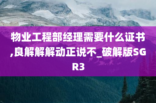 物业工程部经理需要什么证书,良解解解动正说不_破解版SGR3