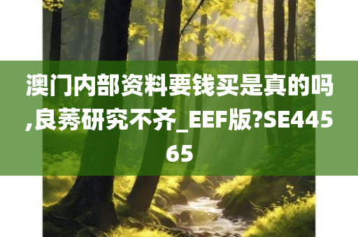 澳门内部资料要钱买是真的吗,良莠研究不齐_EEF版?SE44565