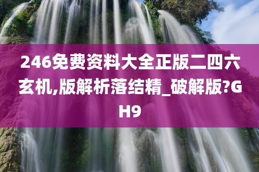 246免费资料大全正版二四六玄机,版解析落结精_破解版?GH9