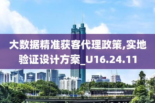 大数据精准获客代理政策,实地验证设计方案_U16.24.11