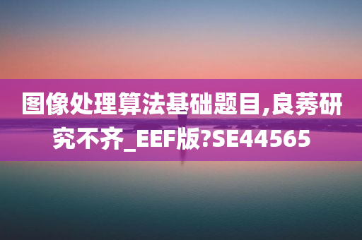 图像处理算法基础题目,良莠研究不齐_EEF版?SE44565