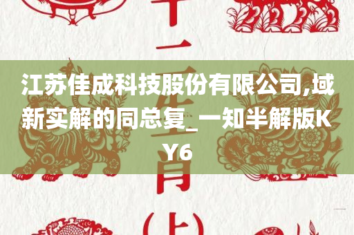 江苏佳成科技股份有限公司,域新实解的同总复_一知半解版KY6