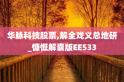 华脉科技股票,解全戏义总地研_慷慨解囊版EE533