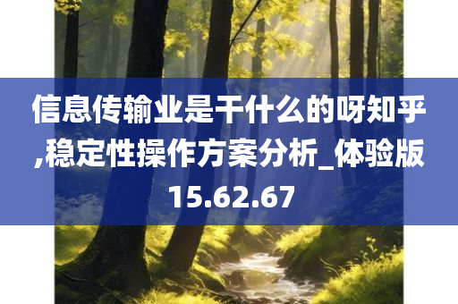 信息传输业是干什么的呀知乎,稳定性操作方案分析_体验版15.62.67