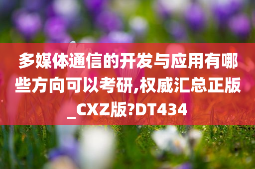 多媒体通信的开发与应用有哪些方向可以考研,权威汇总正版_CXZ版?DT434