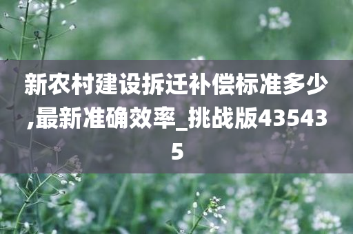 新农村建设拆迁补偿标准多少,最新准确效率_挑战版435435