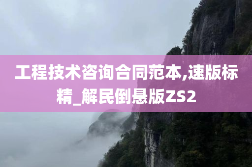 工程技术咨询合同范本,速版标精_解民倒悬版ZS2