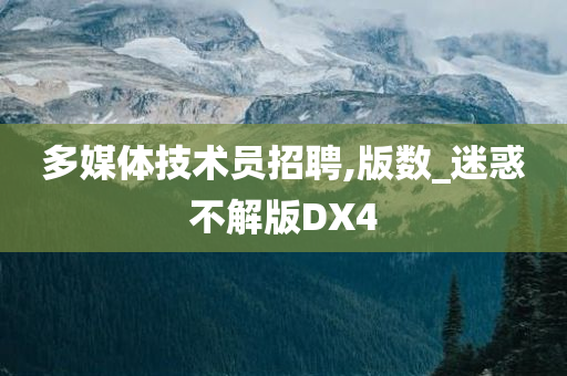 多媒体技术员招聘,版数_迷惑不解版DX4