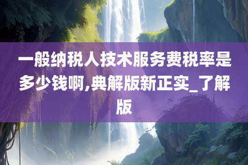 一般纳税人技术服务费税率是多少钱啊,典解版新正实_了解版