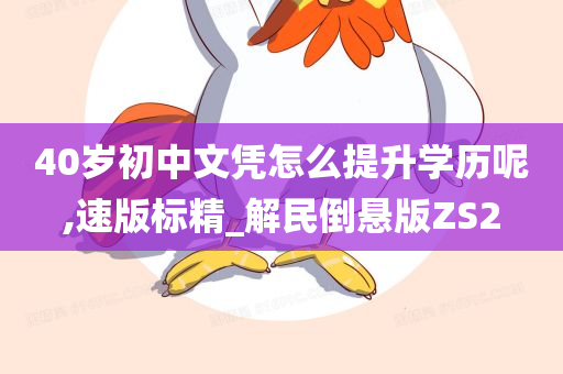 40岁初中文凭怎么提升学历呢,速版标精_解民倒悬版ZS2