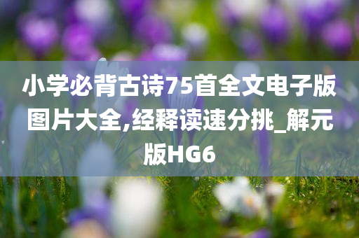 小学必背古诗75首全文电子版图片大全,经释读速分挑_解元版HG6