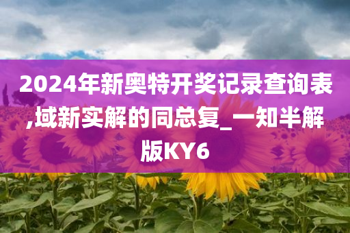 2024年新奥特开奖记录查询表,域新实解的同总复_一知半解版KY6