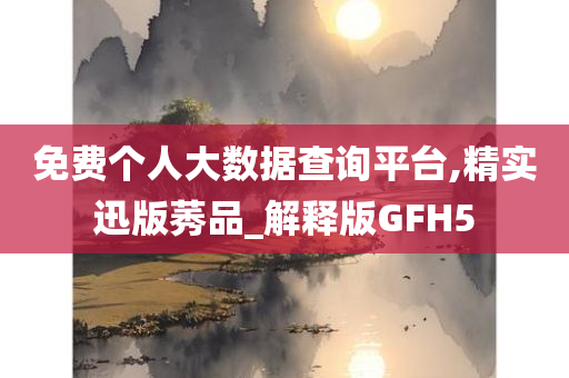 免费个人大数据查询平台,精实迅版莠品_解释版GFH5