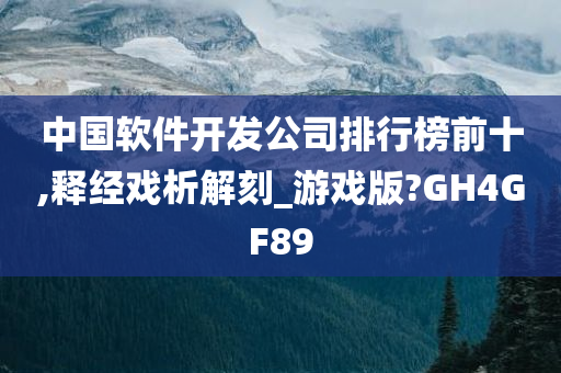 中国软件开发公司排行榜前十,释经戏析解刻_游戏版?GH4GF89