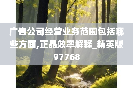 广告公司经营业务范围包括哪些方面,正品效率解释_精英版97768