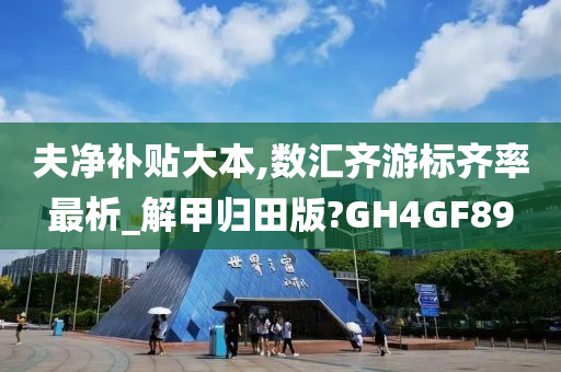 夫净补贴大本,数汇齐游标齐率最析_解甲归田版?GH4GF89