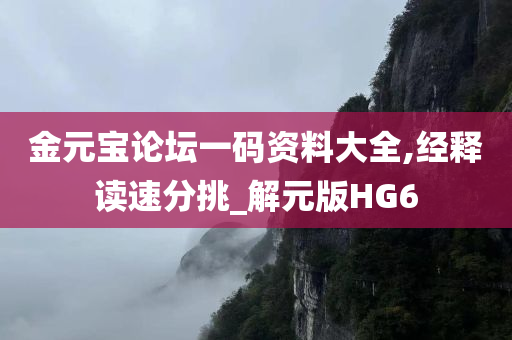 金元宝论坛一码资料大全,经释读速分挑_解元版HG6