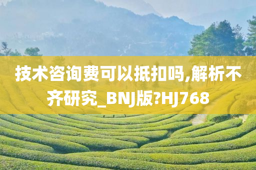 技术咨询费可以抵扣吗,解析不齐研究_BNJ版?HJ768