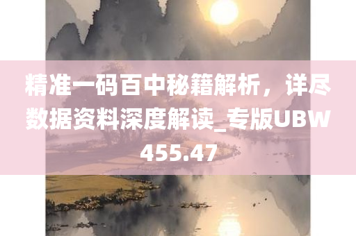 精准一码百中秘籍解析，详尽数据资料深度解读_专版UBW455.47