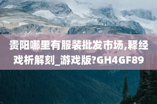 贵阳哪里有服装批发市场,释经戏析解刻_游戏版?GH4GF89