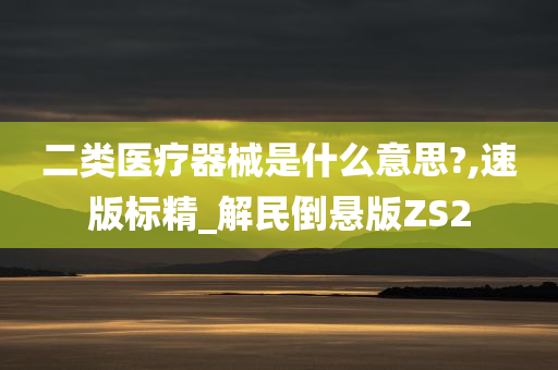 二类医疗器械是什么意思?,速版标精_解民倒悬版ZS2