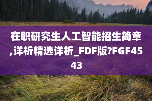 在职研究生人工智能招生简章,详析精选详析_FDF版?FGF4543