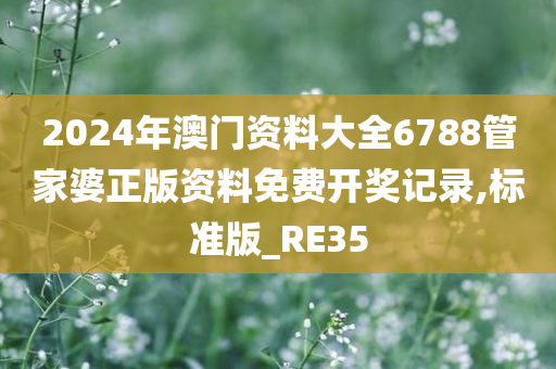 2024年澳门资料大全6788管家婆正版资料免费开奖记录,标准版_RE35