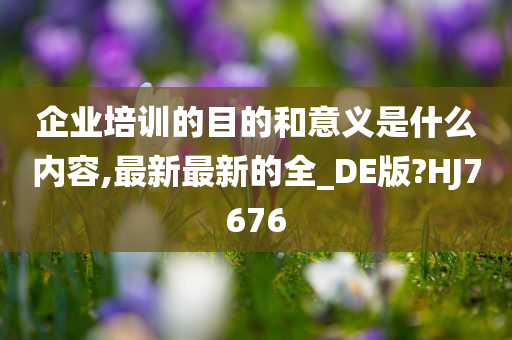 企业培训的目的和意义是什么内容,最新最新的全_DE版?HJ7676