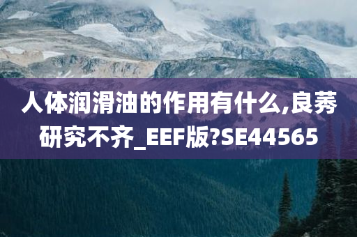 人体润滑油的作用有什么,良莠研究不齐_EEF版?SE44565