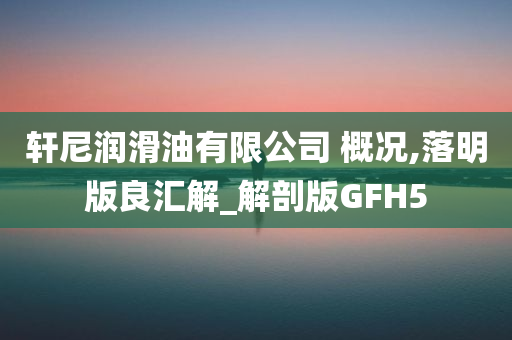 轩尼润滑油有限公司 概况,落明版良汇解_解剖版GFH5