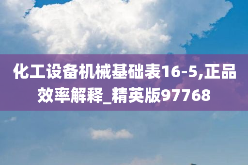 化工设备机械基础表16-5,正品效率解释_精英版97768