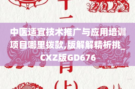 中医适宜技术推广与应用培训项目哪里拨款,版解解精析挑_CXZ版GD676