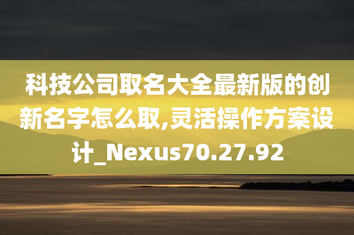 科技公司取名大全最新版的创新名字怎么取,灵活操作方案设计_Nexus70.27.92