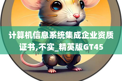 计算机信息系统集成企业资质证书,不实_精英版GT45